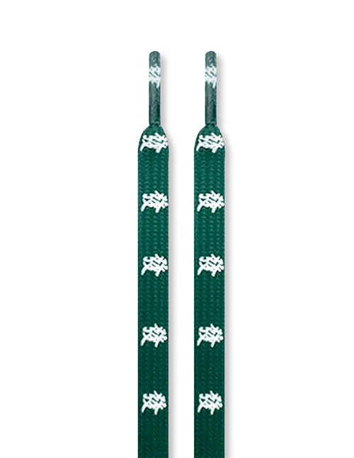 Fashion A Pair Of 140cm Green Shoelaces With White Characters Polyester Green Bottom White Lettering Fa Cai Shoelaces