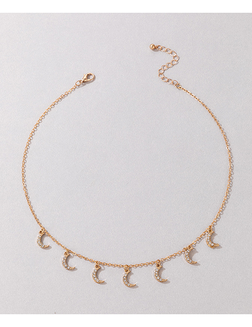 Fashion Gold Alloy Diamond Moon Fringe Necklace