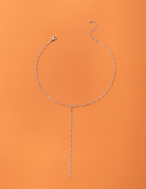 Fashion Silver Alloy Geometric Chain Fringe Necklace