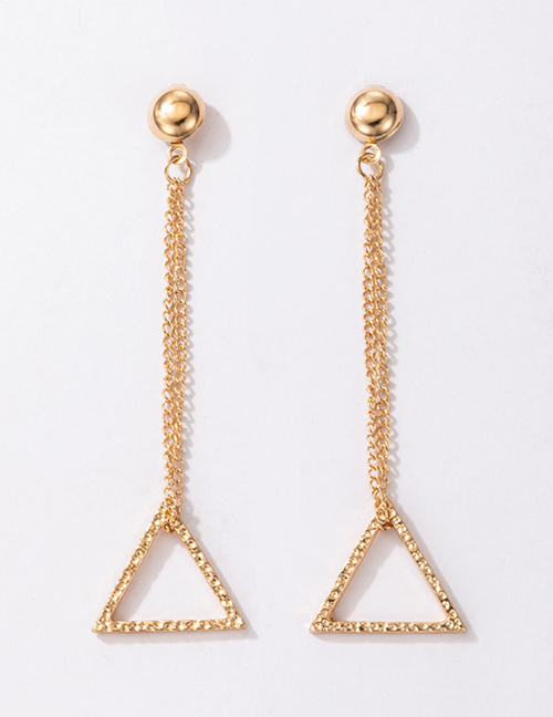 Fashion Gold Alloy Openwork Triangle Tassel Drop Earrings