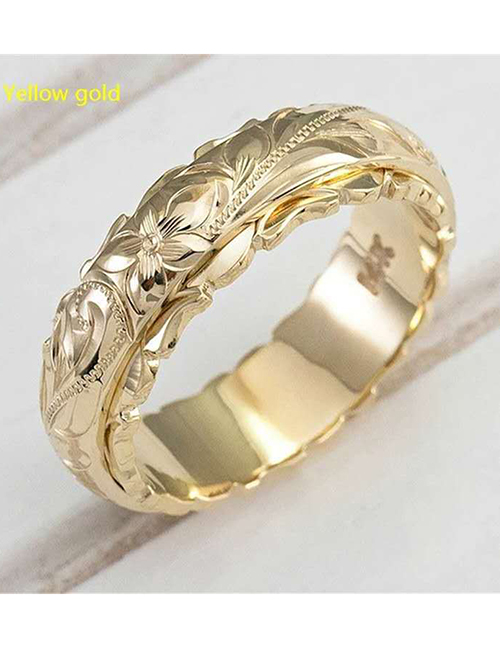 Fashion Gold Metal Suspended Engraved Rose Ring