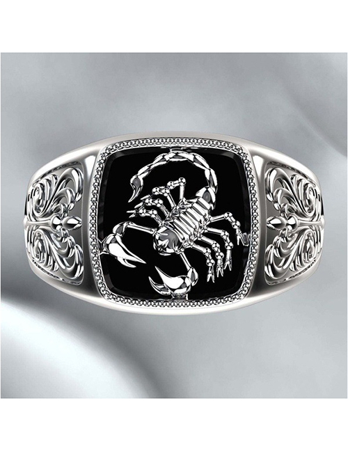 Fashion Silver Metal Geometric Scorpio Embossed Ring