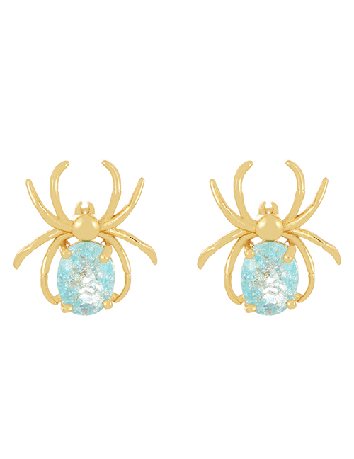 Fashion Gold Copper Zirconium Spider Stud Earrings