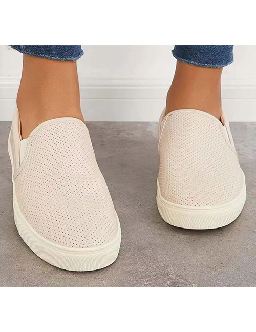 Fashion Creamy-white Round Toe Thick Sole Hollow Slip-on Shoes