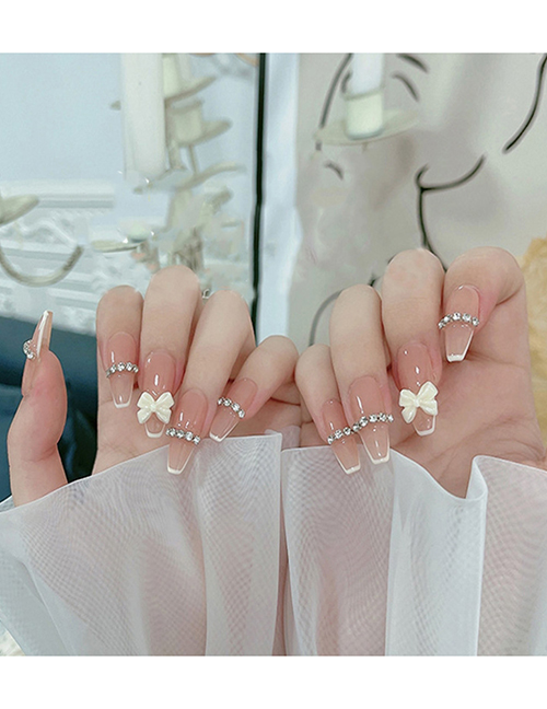 Fashion Mj-107 Long French Diamond Butterfly [glue] (3 Batches) Plastic Wearable Diamond Bow Wear Nail Art