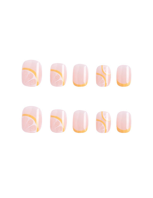 Fashion Mj-201 Lemon French Manicure [glue] (3 Batches) Plastic Wearable Print Wear Nail Art