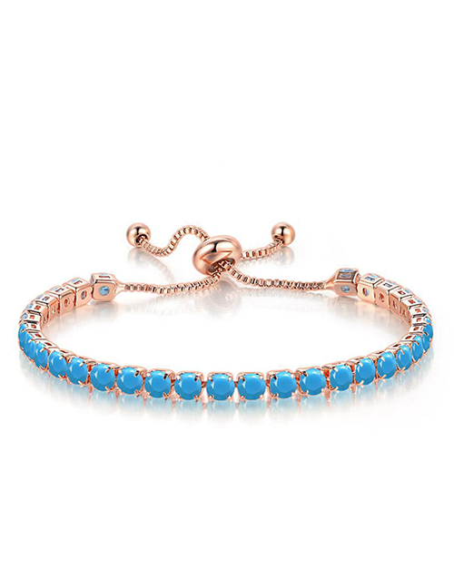 Fashion Aquamarine In March Solid Copper Geometric Round Crystal Bracelet