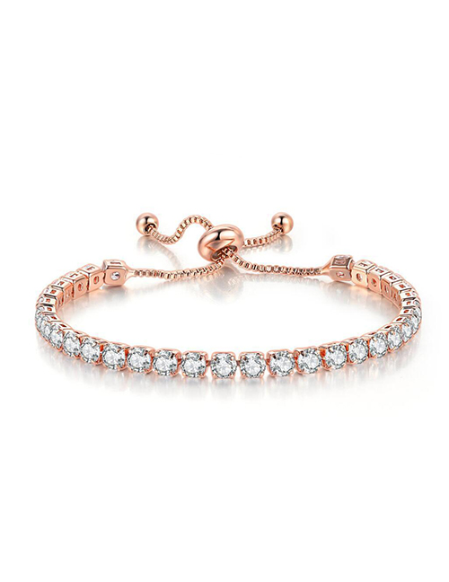 Fashion April Diamond Bracelet With Round Zirconium Crystal In Copper