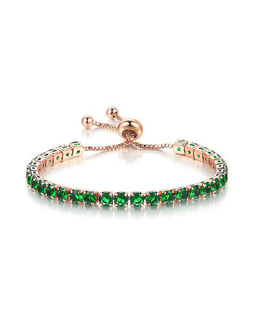 Fashion Emeralds In May Bracelet With Round Zirconium Crystal In Copper