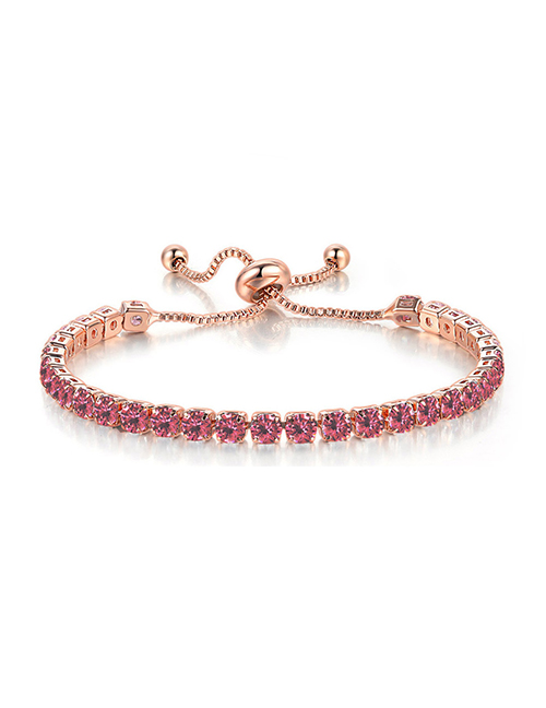 Fashion July Ruby Bracelet With Round Zirconium Crystal In Copper