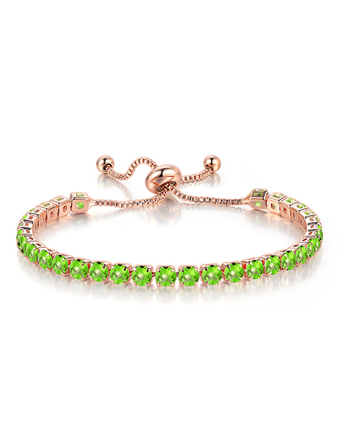 Fashion Peridot In August Bracelet With Round Zirconium Crystal In Copper