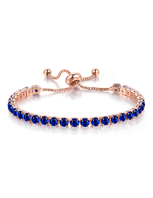 Fashion September Sapphire Bracelet With Round Zirconium Crystal In Copper