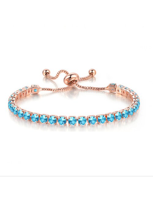 Fashion Turquoise In December Bracelet With Round Zirconium Crystal In Copper