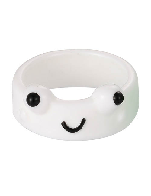 Fashion Frog - White Resin Cartoon Ring