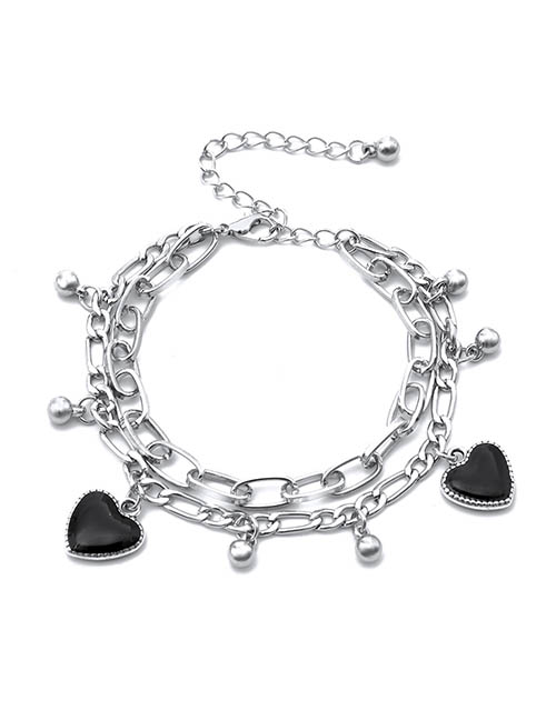 Fashion Love-2 Alloy Geometric Chain Heart Bracelet