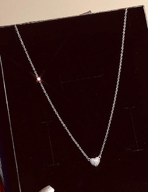 Fashion Silver Bronze Zirconium Love Heart Necklace