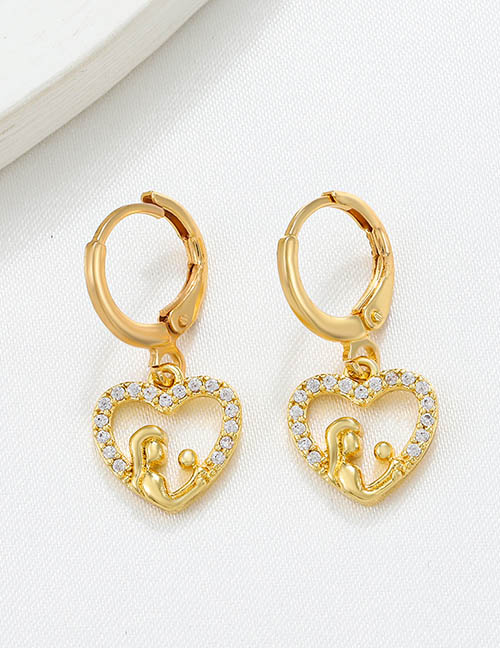 Fashion Gold Copper Inlaid Zirconium Mother And Child Love Earrings