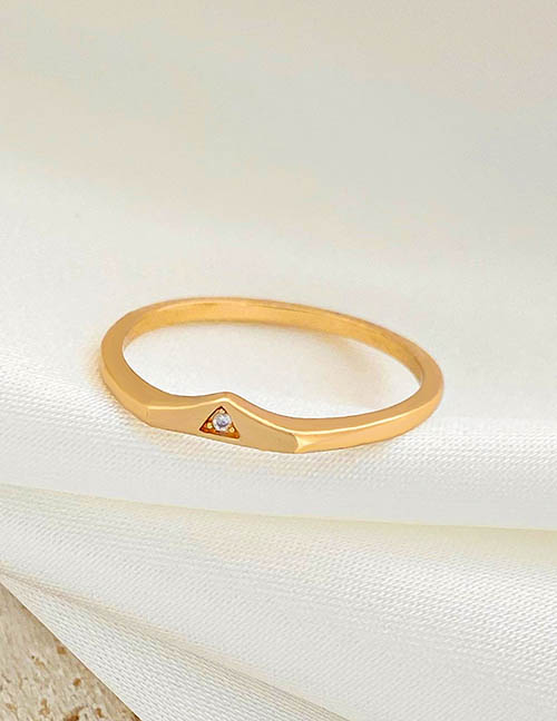 Fashion Gold Bronze Zirconium Triangle Ring