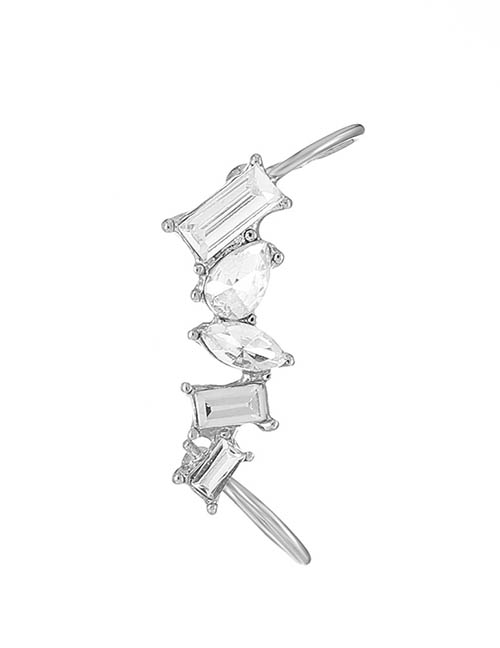 Fashion Silver Alloy Inlaid Zirconium Geometric Irregular Ear Clip