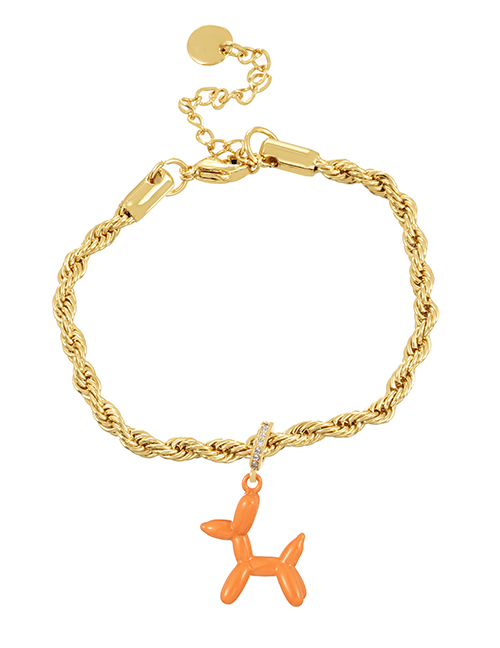Fashion Orange Copper Inlaid Zirconium Drop Oil Pet Dog Pendant Twist Bracelet