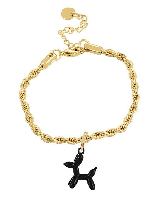 Fashion Black Copper Inlaid Zirconium Drop Oil Pet Dog Pendant Twist Bracelet