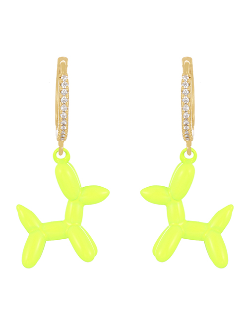 Fashion Fluorescent Yellow Copper Inlaid Zirconium Drip Oil Pet Dog Earrings