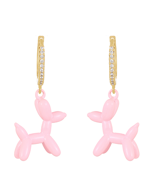 Fashion Pink Copper Inlaid Zirconium Drip Oil Pet Dog Earrings