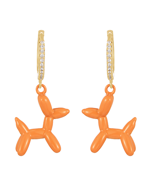 Fashion Orange Copper Inlaid Zirconium Drip Oil Pet Dog Earrings