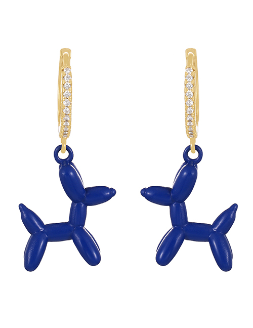Fashion Navy Blue Copper Inlaid Zirconium Drip Oil Pet Dog Earrings