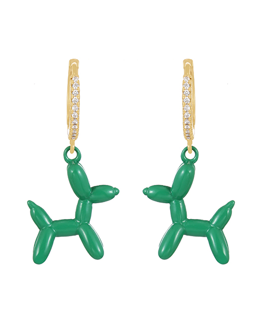 Fashion Green Copper Inlaid Zirconium Drip Oil Pet Dog Earrings
