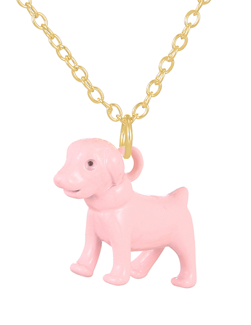 Fashion Pink Copper Drop Oil Pet Dog Pendant Necklace