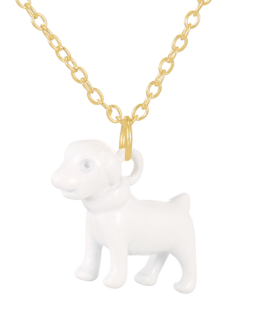 Fashion White Copper Drop Oil Pet Dog Pendant Necklace