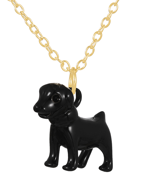 Fashion Black Copper Drop Oil Pet Dog Pendant Necklace