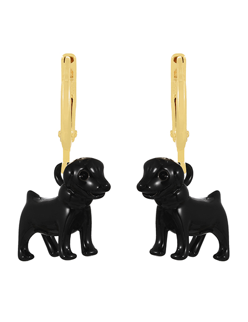 Fashion Black Copper Drop Oil Pet Dog Pendant Earrings