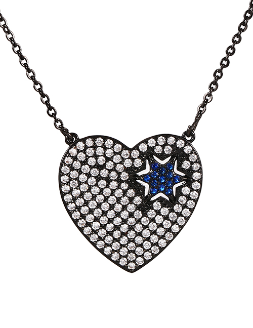 Fashion Black Bronze Zirconium Heart Star Pendant Necklace