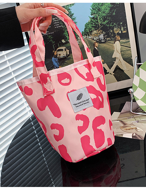 Fashion Pink Canvas Leopard Large Capacity Handbag
