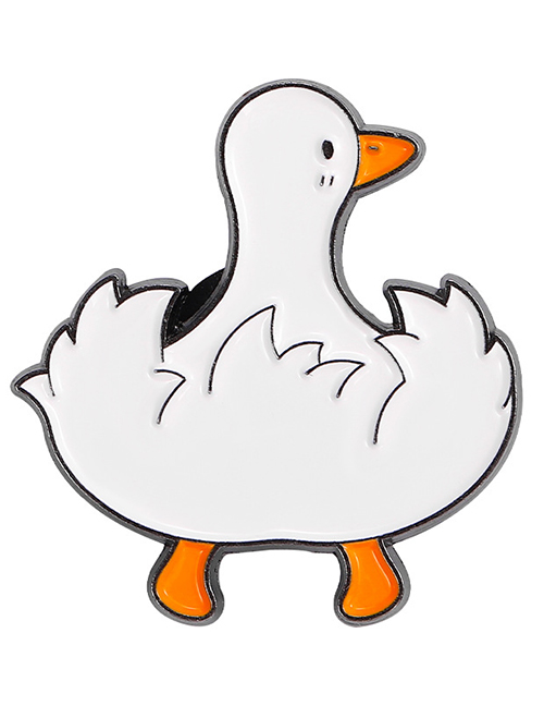 Fashion 3# Alloy Cartoon Big White Duck Brooch