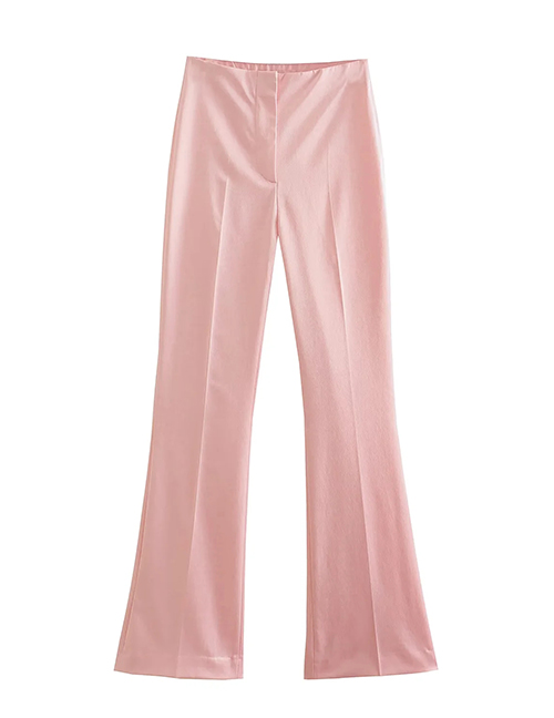 Fashion Pink Silk-satin Flared Pants