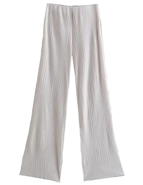 Fashion Apricot Ice Silk Crumpled Straight-leg Pants