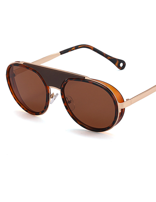 Fashion C13 Leopard/full Tea Pc Colorblock Toad Large Frame Sunglasses