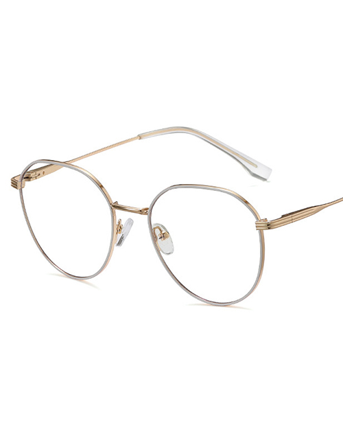 Fashion C2 White/anti-blue Light Resin Round Large Frame Sunglasses