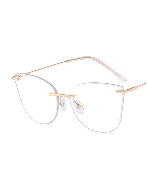 Fashion C2 Gold Color/clear Feet/clear Tr90 Cat Eye Large Frame Flat Mirror