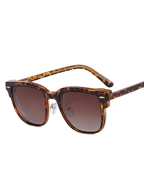 Fashion C13 Leopard / Gradient Tea Pc Square Large Frame Sunglasses