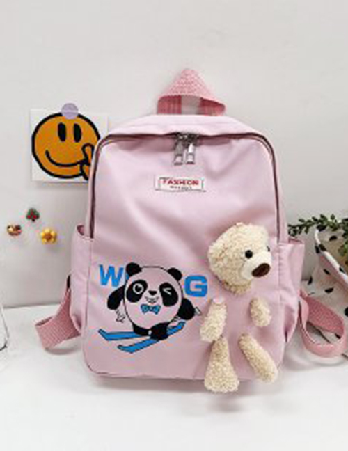 Fashion Pink Nylon Bear Large Capacity Backpack