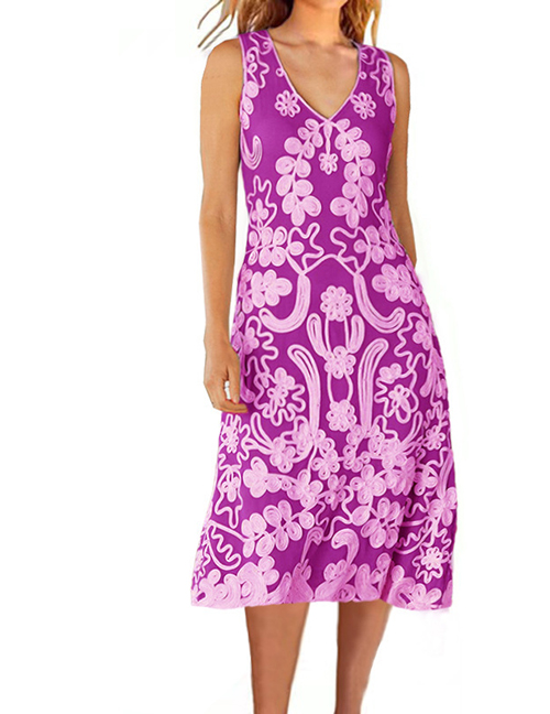 Fashion Purple Printed Tank Dress