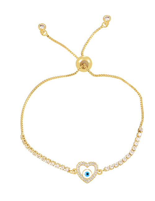 Fashion Gold-2 Bronze Zirconium Eye Heart Bracelet