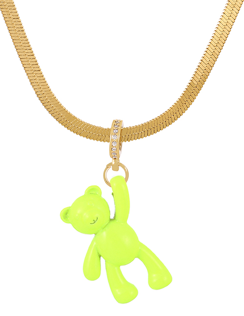 Fashion Fluorescent Yellow Titanium Bear Pendant Snake Necklace