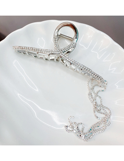 Fashion Silver Cross Alloy Diamond Tassel Grab Clip