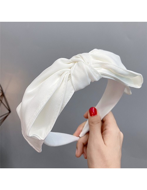 Fashion White Bow Solid Color Double Bow Headband
