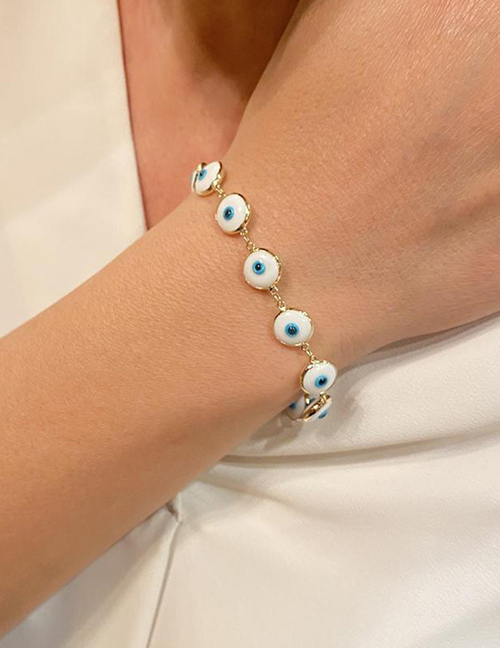 Fashion White Alloy Drop Oil Eye Bracelet